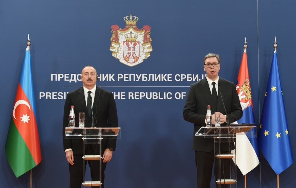 Gemeinsame Presseerklärung von Präsident Ilham Aliyev und Präsident Serbiens Aleksandar Vučić VIDEO