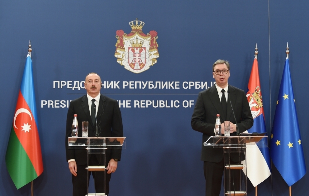 Azerbaijani, Serbian presidents made press statements VIDEO