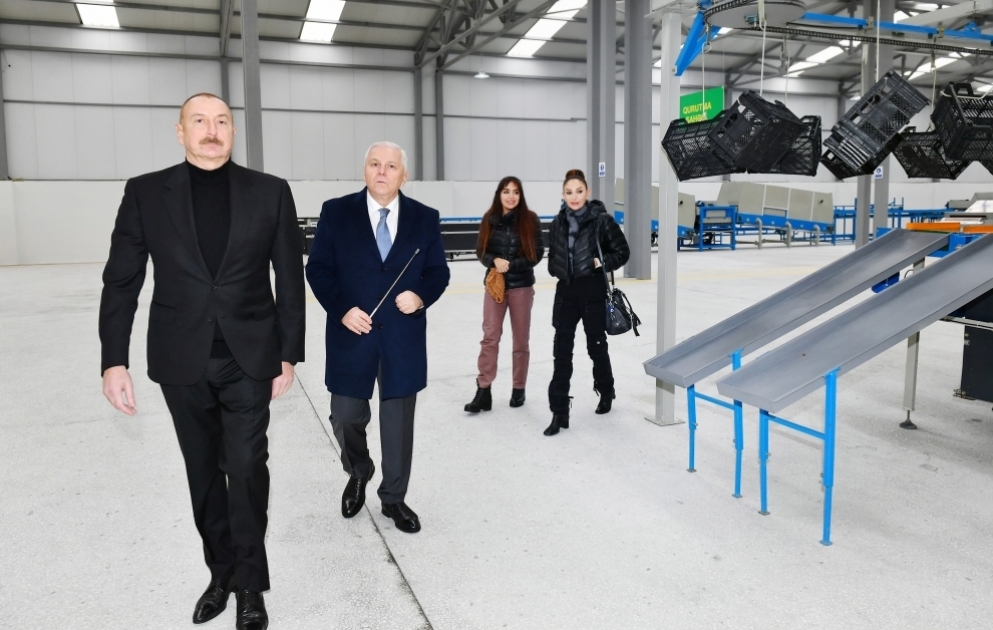President Ilham Aliyev viewed conditions created at dried fruit production enterprise in Orta Zayzid village VIDEO