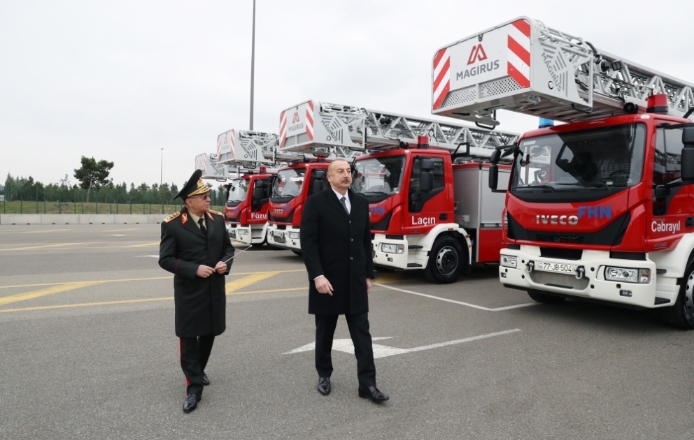 President Ilham Aliyev viewed newly purchased special purpose equipment and ambulances VIDEO