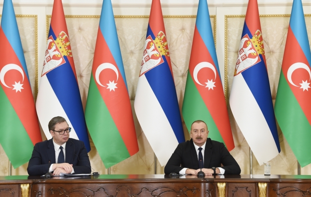 Gemeinsame Presseerklärung von Präsident Ilham Aliyev und Präsident Serbiens Aleksandar Vučić VIDEO