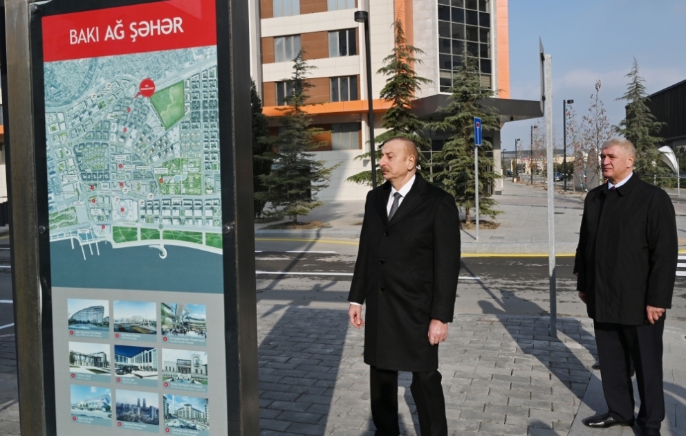 Construction of a number of infrastructure facilities at Central Park Quarter of Baku White City completed President Ilham Aliyev viewed works done here, and laid foundation stone for Karabakh Horses Complex VIDEO