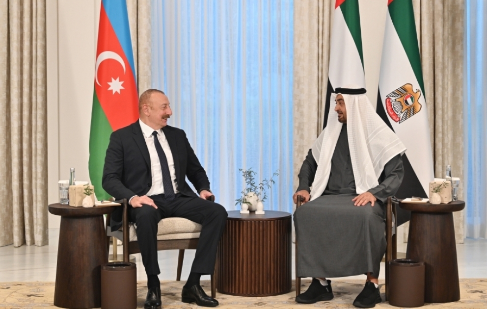Azərbaycan Prezidenti İlham Əliyevin Birləşmiş Ərəb Əmirliklərinin Prezidenti Şeyx Məhəmməd bin Zayed Al Nəhyan ilə görüşü olub YENİLƏNİB VİDEO