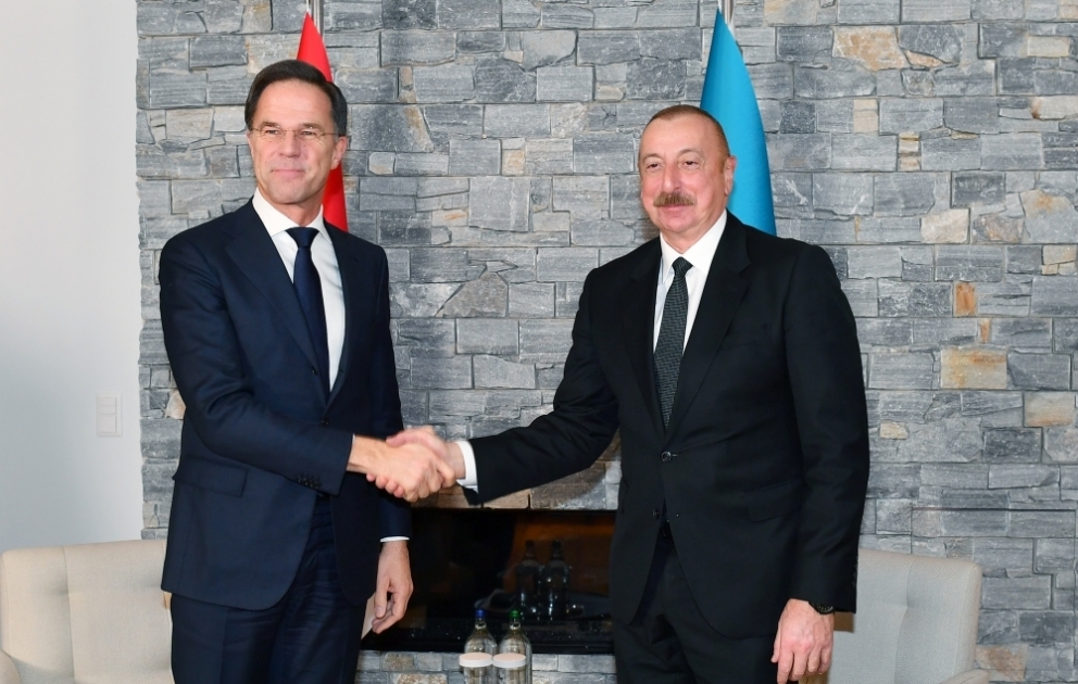 President Ilham Aliyev met with Prime Minister of Kingdom of the Netherlands in Davos VIDEO
