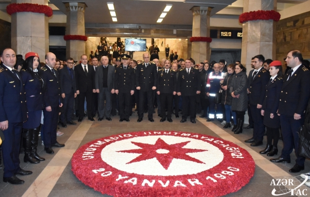 20 Yanvar faciəsinin 33-cü ildönümü Bakı metropolitenində xüsusi tədbirlərlə qeyd edilib VİDEO