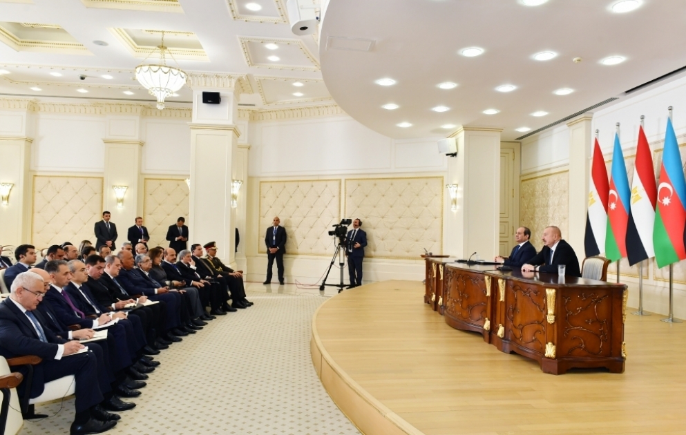 Azərbaycan və Misir prezidentləri mətbuata bəyanatlarla çıxış ediblər YENİLƏNİB VİDEO