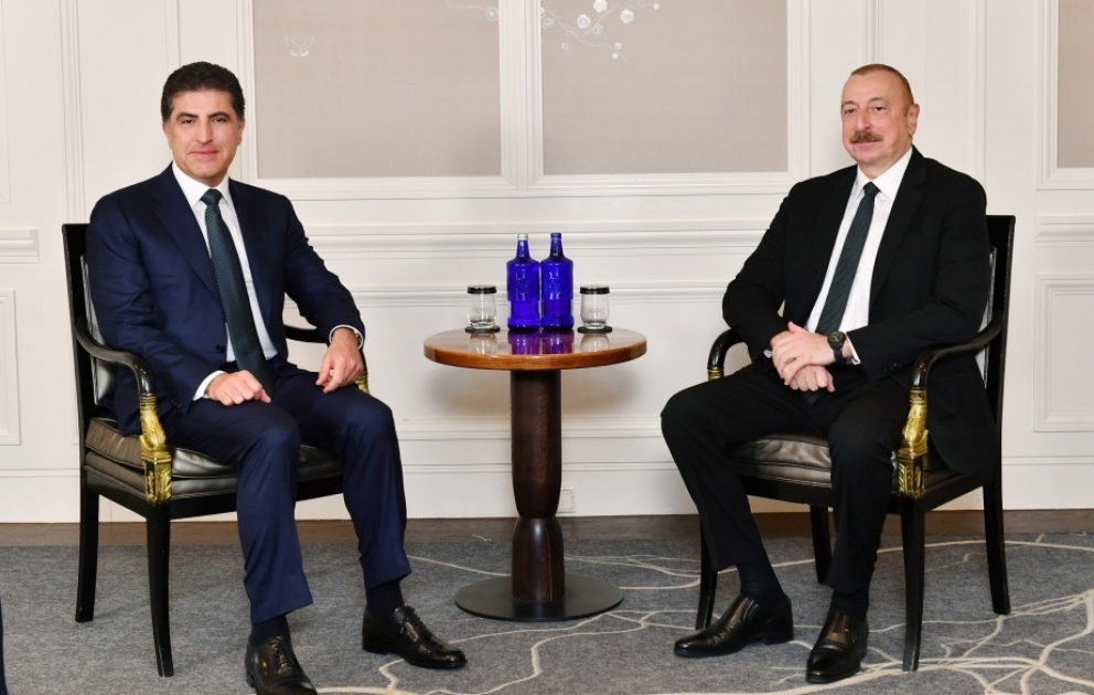 Präsident Ilham Aliyev und Oberhaupt der Region Kurdistan-Irak Nechirvan Barzani treffen sich in München VIDEO