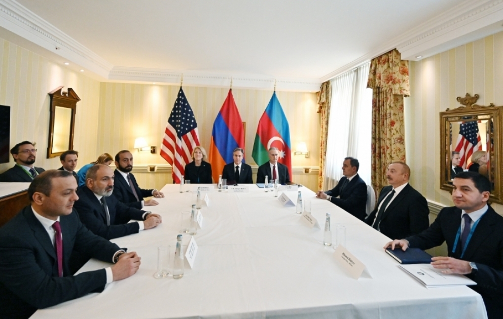 President Ilham Aliyev held joint meeting with US Secretary of State and Armenian Prime Minister in Munich VIDEO