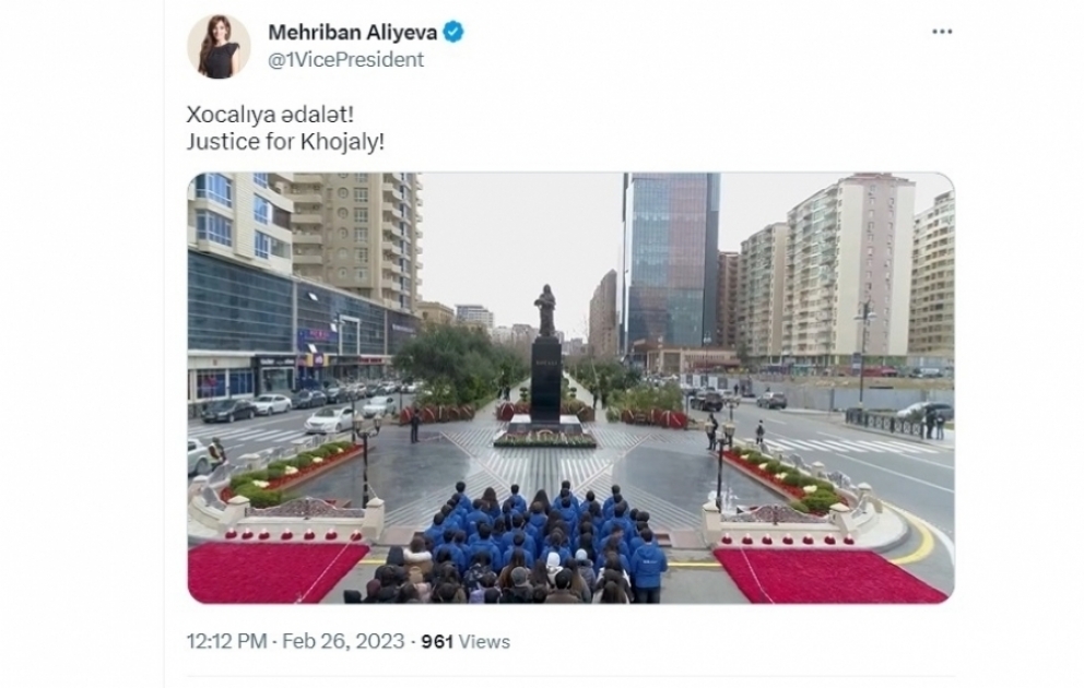 Mehriban Aliyeva a publié une vidéo liée au génocide de Khodjaly sur ses pages de réseaux sociaux VIDEO