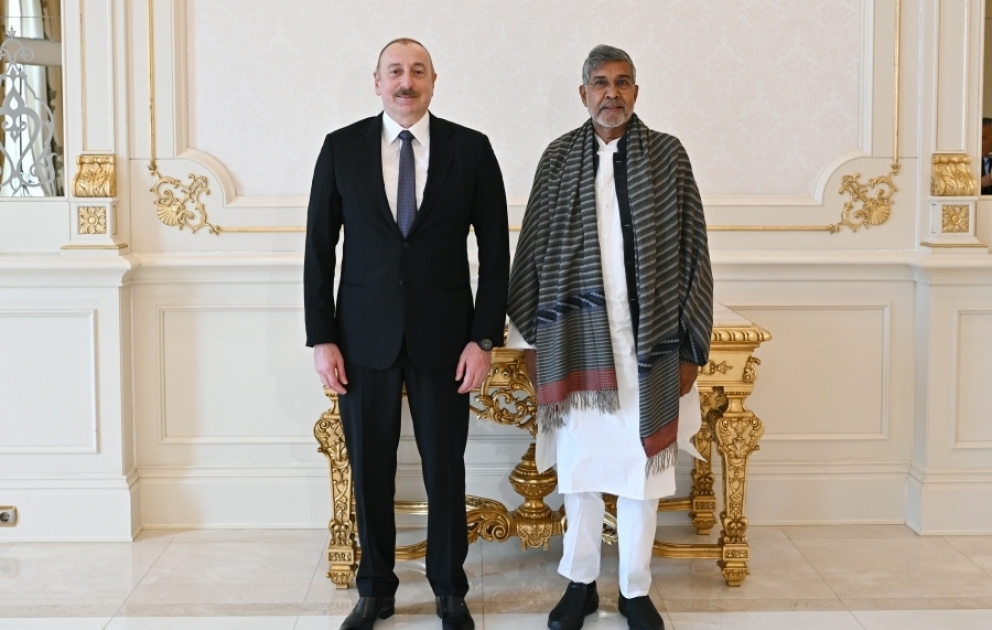 President Ilham Aliyev received Nobel Peace Prize laureate Kailash Satyarthi VIDEO