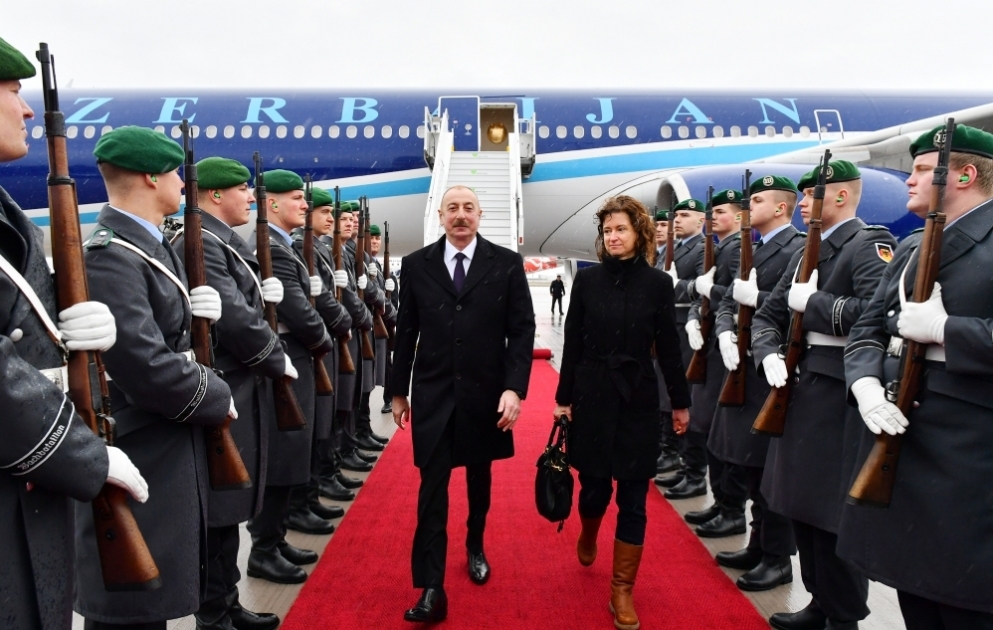 President Ilham Aliyev arrived in Germany for working visit VIDEO