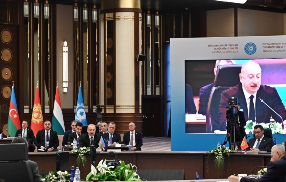 Ankara hosted Extraordinary Summit of Heads of State of Organization of Turkic States  President of Azerbaijan Ilham Aliyev attended the Summit VIDEO