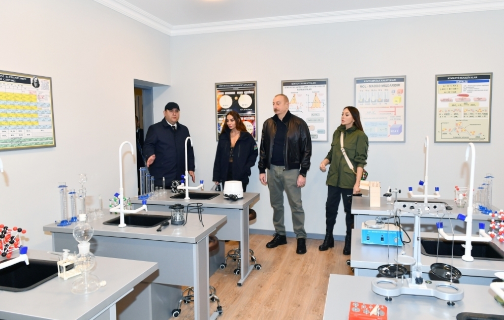 President Ilham Aliyev viewed conditions created at Sugovushan settlement secondary school VIDEO