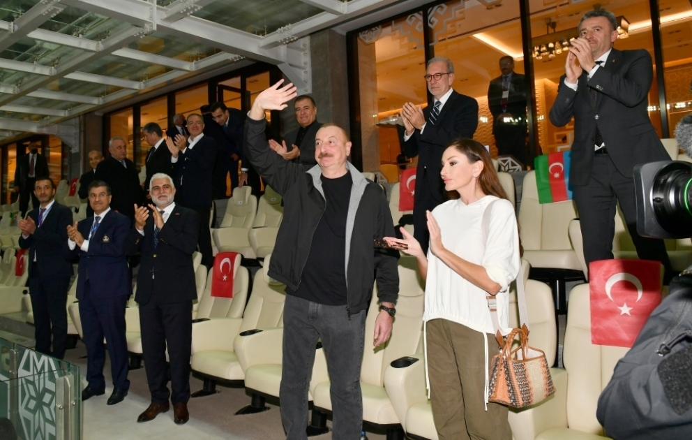 Baku Olympic Stadium hosted Qarabag vs Galatasaray charity match  President Ilham Aliyev and First Lady Mehriban Aliyeva watched the match at the stadium VIDEO