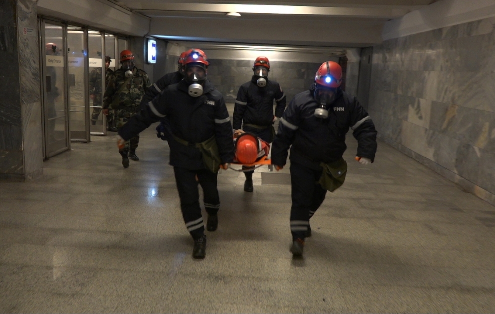 Metroda təlim: Baş verə biləcək fövqəladə hadisələr zamanı birgə fəaliyyətin təşkili VİDEO