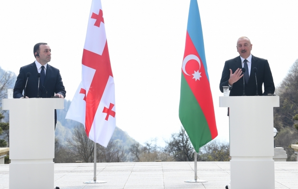 Azərbaycan Prezidenti İlham Əliyev və Gürcüstanın Baş naziri İrakli Qaribaşvili mətbuata bəyanatlarla çıxış ediblər  YENİLƏNİB VİDEO