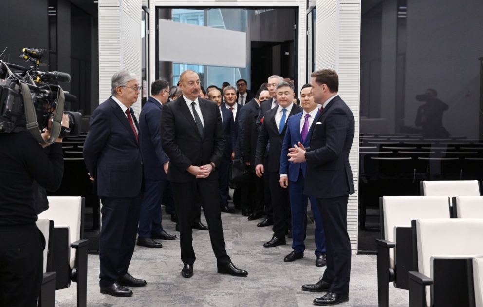 Azərbaycan və Qazaxıstan prezidentləri Astana Beynəlxalq Maliyyə Mərkəzində olublar YENİLƏNİB VİDEO