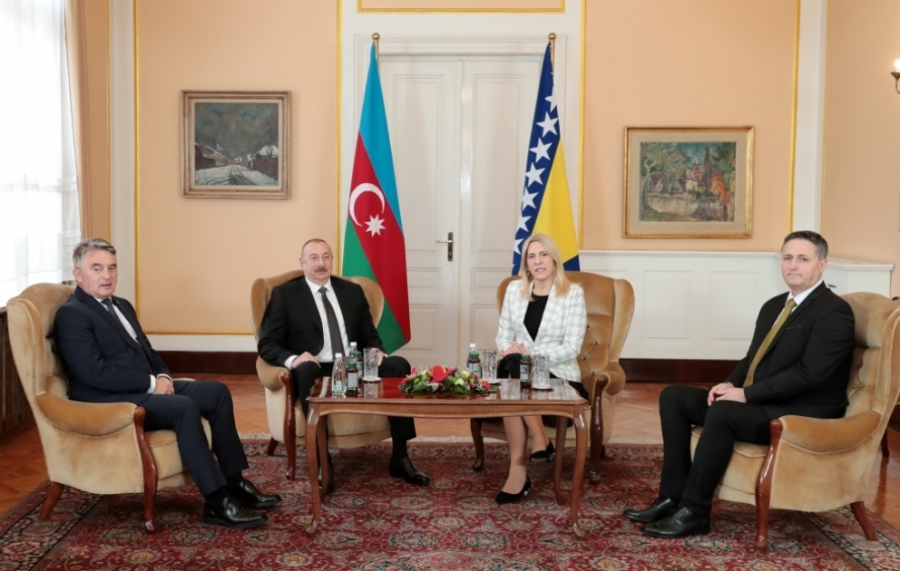 Azərbaycan Prezidenti İlham Əliyevin Sarayevoda Bosniya və Herseqovinanın Rəyasət Heyətinin Sədri və üzvləri ilə görüşü olub YENİLƏNİB VİDEO