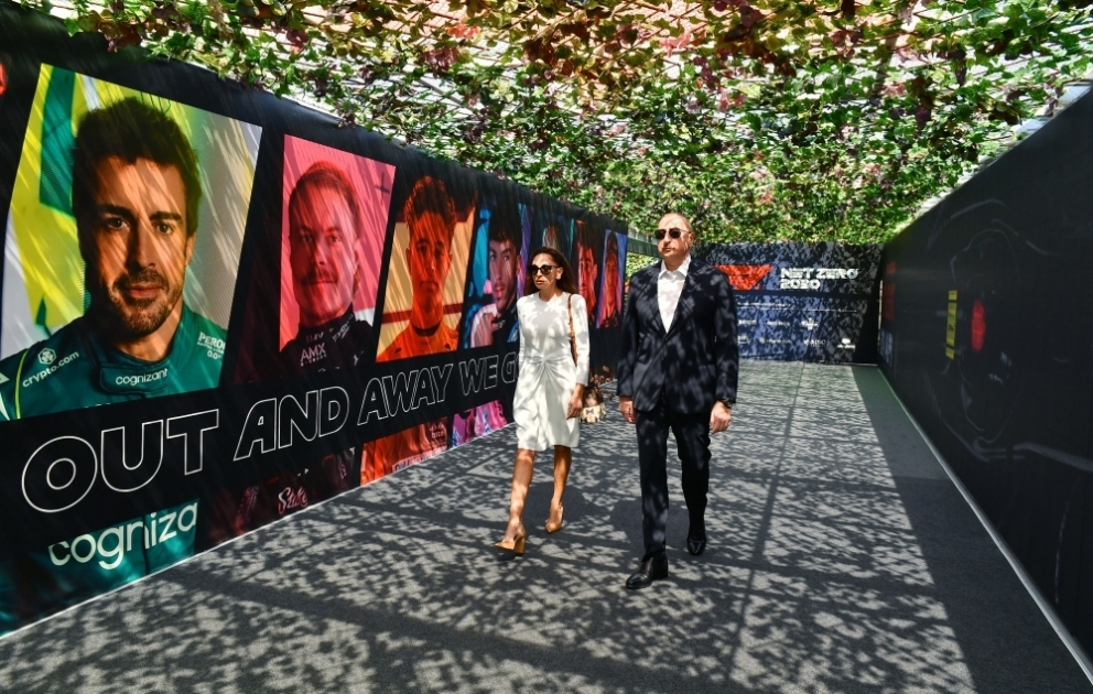 Formula 1 Azerbaijan Grand Prix was held in Baku  President Ilham Aliyev and First Lady Mehriban Aliyeva watched the race  VIDEO