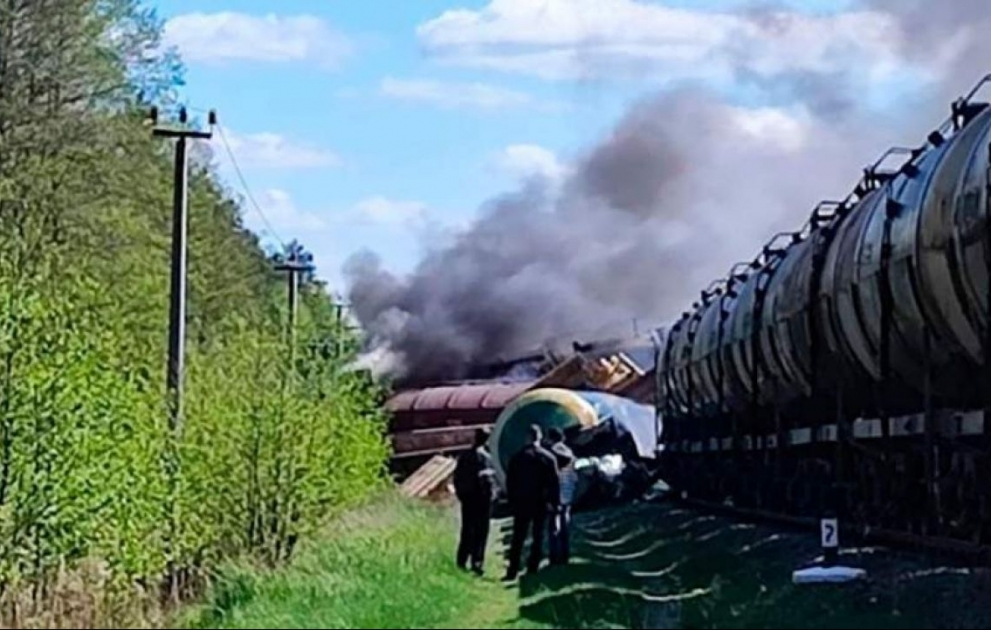 Bryansk vilayətində dəmir yolu partladılıb VİDEO