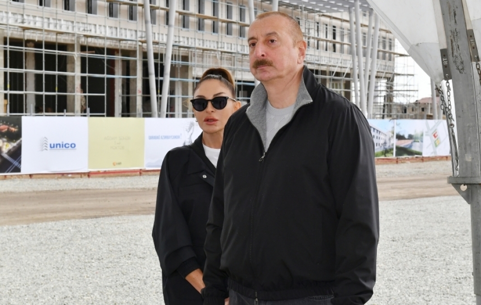 Ağdam şəhərində 3-cü yaşayış məhəlləsinin təməlqoyma mərasimi olub VİDEO