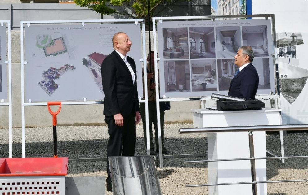 Pose de la première pierre d’un immeuble non résidentiel dans la rue Karabagh à Choucha  VIDEO