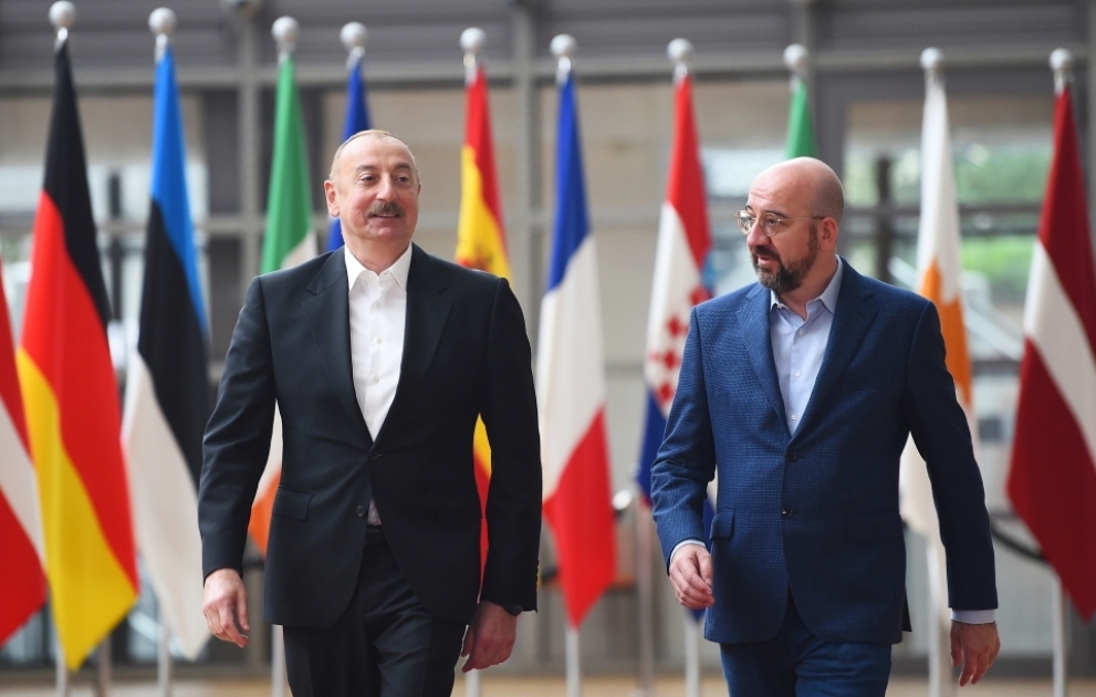 President Ilham Aliyev met with President of European Council Charles Michel in Brussels VIDEO
