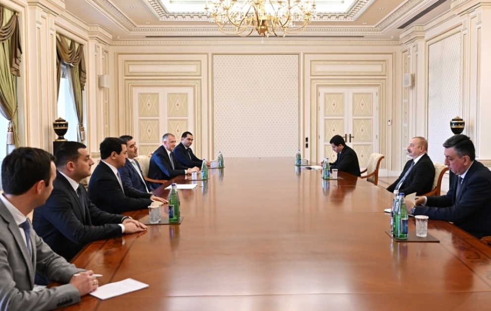 Azərbaycan Prezidenti İlham Əliyev Gürcüstan parlamentinin sədrini qəbul edib YENİLƏNİB VİDEO