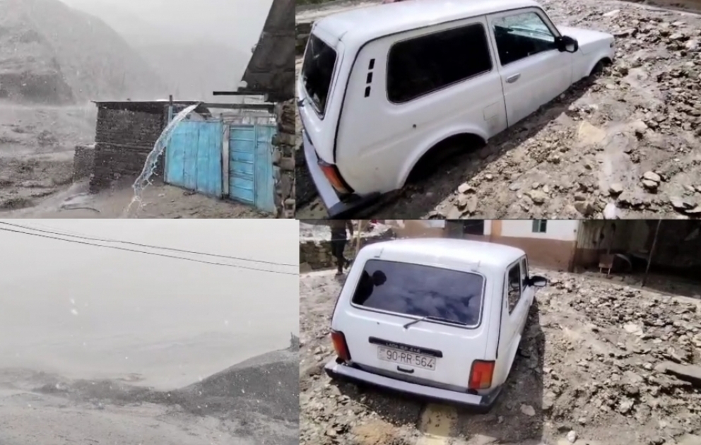 Qubada sel evlərə, kənd yollarına və təsərrüfatlara ciddi ziyan vurub VİDEO