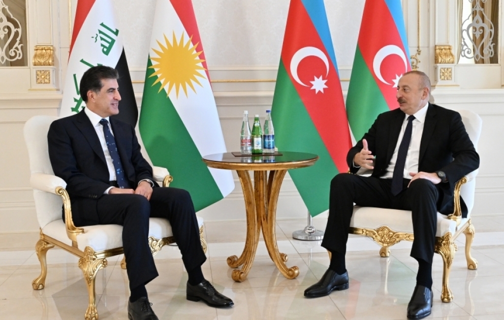 Azərbaycan Prezidenti İlham Əliyevin İraq Kürdüstan Regionunun başçısı Neçirvan Bərzani ilə görüşü olub VİDEO