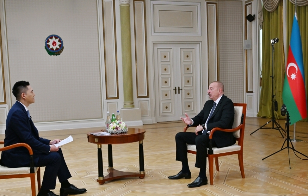 President of Azerbaijan Ilham Aliyev was interviewed by China Media Group media corporation VIDEO