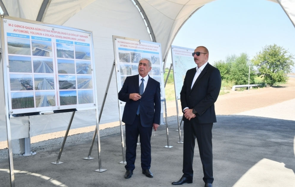 Prezident İlham Əliyev Bakı-Qazax-Gürcüstan ilə dövlət sərhədi avtomobil yolunun Gəncə-Qazaxbəyli hissəsinin açılışında iştirak edib YENİLƏNİB VİDEO