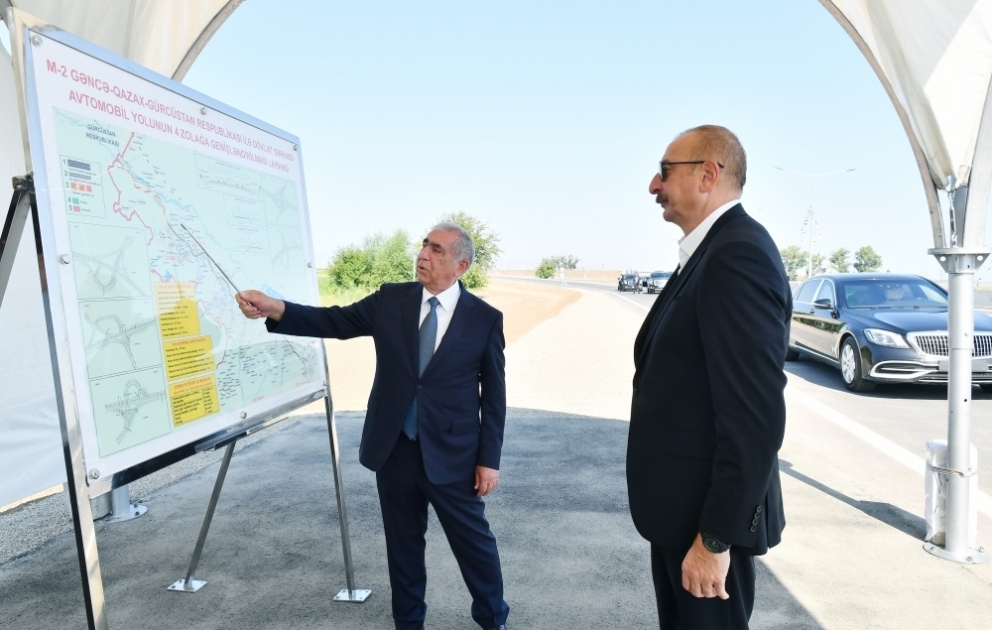 Le président Ilham Aliyev participe à l’ouverture du tronçon Gandja-Gazakhbeyli de la route Bakou-Gazakh-frontière avec la Géorgie  MIS A JOUR VIDEO
