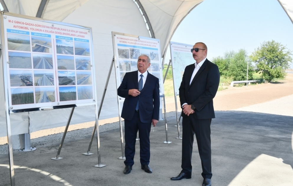 President Ilham Aliyev participated in opening of Ganja-Gazakhbeyli section of Baku-Gazakh-Georgia state border highway VIDEO