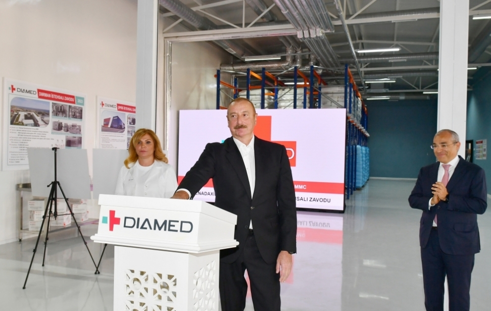 President Ilham Aliyev participated in opening of “Diamed” medicines manufacturing plant in Baku VIDEO