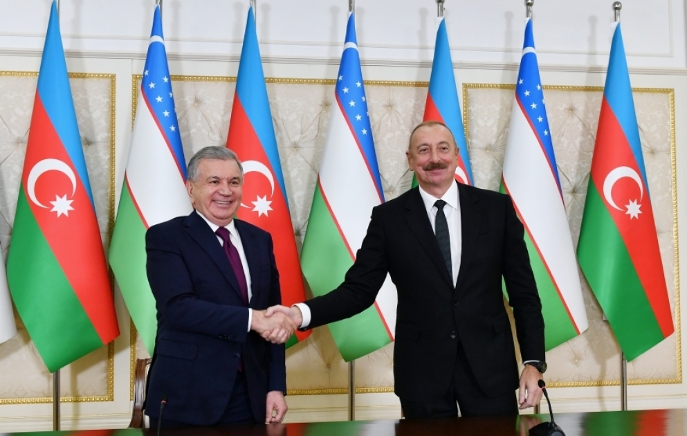 Presidents of Azerbaijan and Uzbekistan made press statements VIDEO