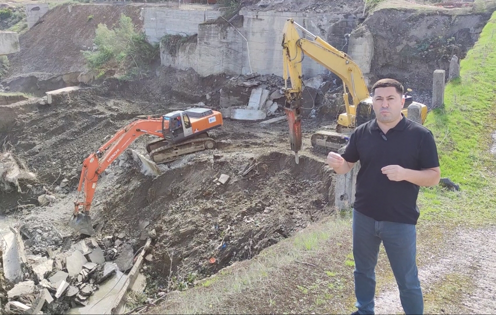 Xaçmazda Qudyalçay üzərində yeni körpünün tikintisinə başlanılır VİDEO