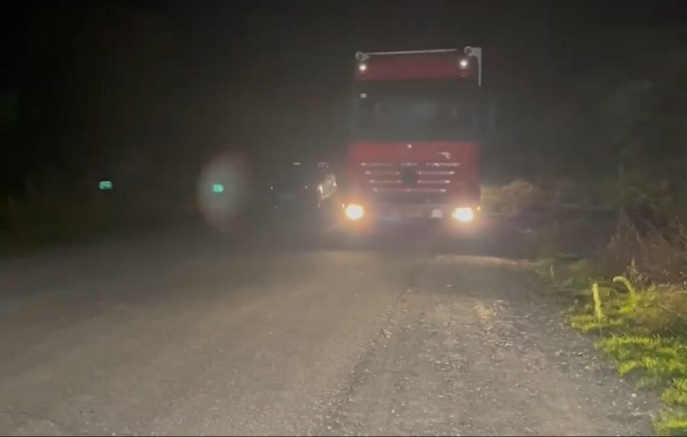 Vehicles delivering foods and sanitary products for Armenian residents of Karabakh return after unloading their cargo VIDEO