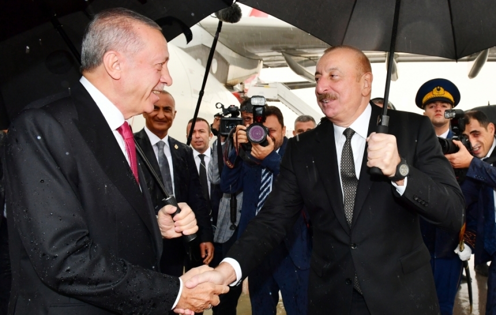 President of Türkiye Recep Tayyip Erdogan arrived on official visit to Azerbaijan Turkish President was welcomed at Nakhchivan International Airport VIDEO