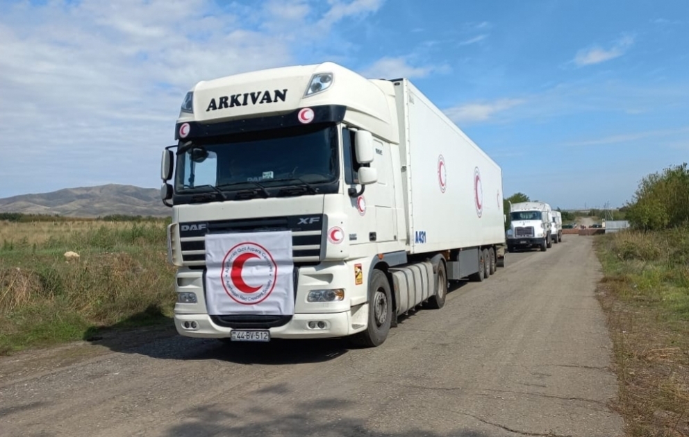 Xankəndiyə növbəti humanitar yardım karvanı yola salınıb VİDEO