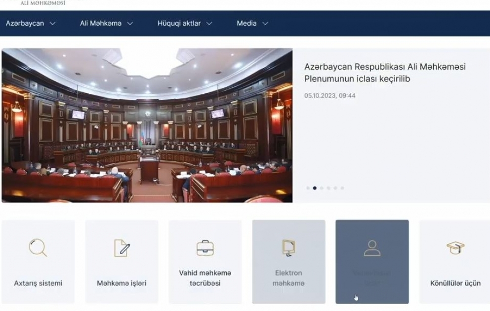 Ali Məhkəmədə tərəflərin iş materialları ilə tanış olması üçün yeni sistemin tətbiqinə başlanılıb VİDEO