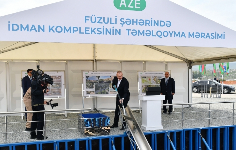 President Ilham Aliyev laid foundation stone for sports complex in Fuzuli city VIDEO