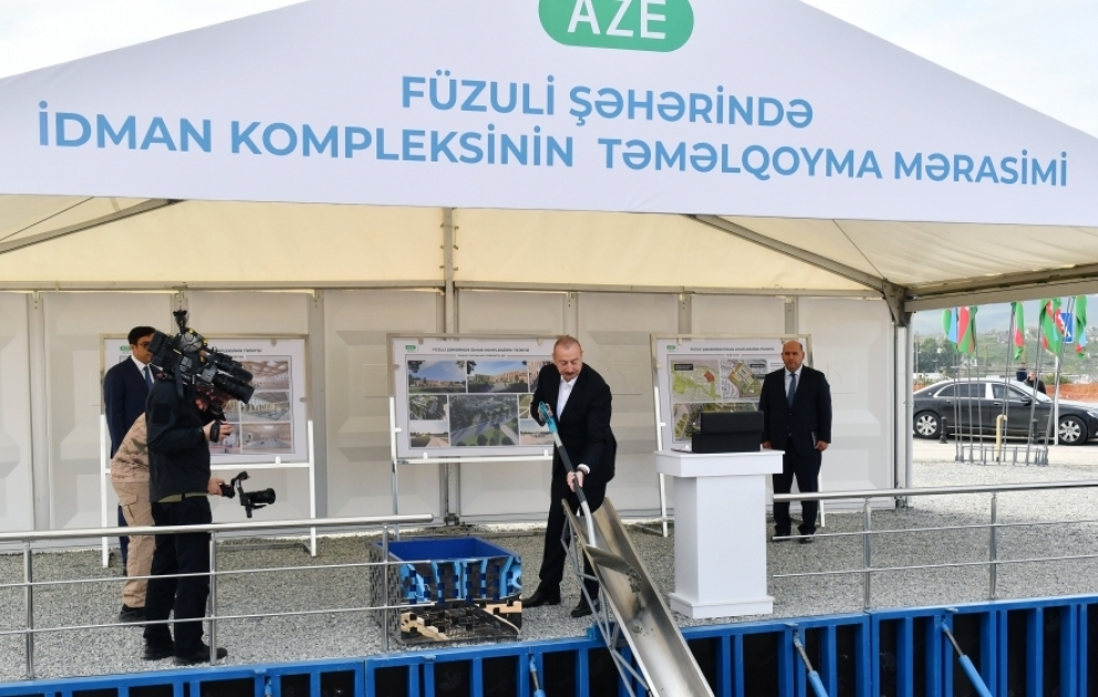 Präsident Ilham Aliyev legt Grundstein für Sportkomplex im Bezirk Füsuli  AKTUALISIERT VIDEO