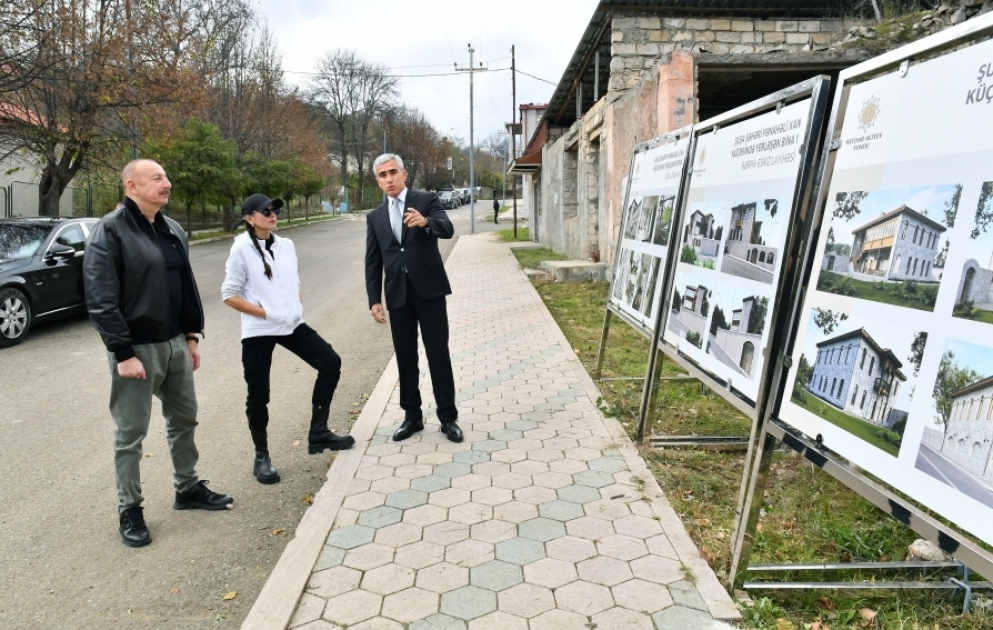 President Ilham Aliyev examined projects of restoration and reconstruction of some buildings on Panah Ali Khan Street to be implemented by Heydar Aliyev Foundation  VIDEO