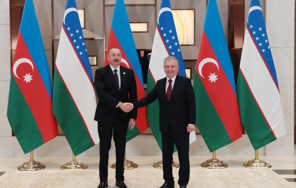 President of Azerbaijan Ilham Aliyev met with President of Uzbekistan Shavkat Mirziyoyev VIDEO