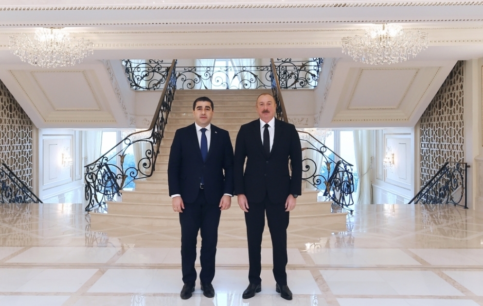 Президент Ильхам Алиев принял делегацию во главе с председателем парламента Грузии ВИДЕО