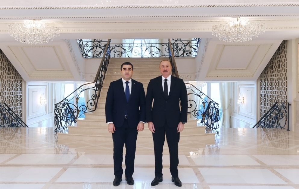 President Ilham Aliyev received delegation led by Chairman of Parliament of Georgia VIDEO