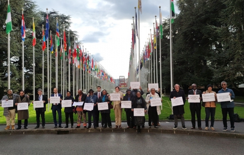 Participants of “Neocolonialism: human rights, peace and security” conference rally against French colonialism in Geneva VIDEO