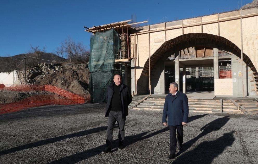 President Ilham Aliyev examined construction progress of Dashalti village mosque VIDEO