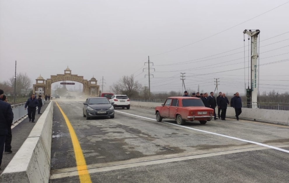 Xaçmazda Qudyalçay üzərində inşa olunan yeni körpü istifadəyə verilib  FOTO VİDEO